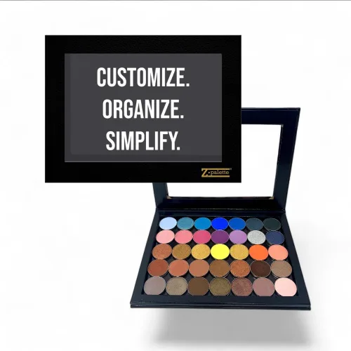 Vista 6 de Z Palette Paleta de maquillaje magnética vacía negra extra grande con ventana transparente