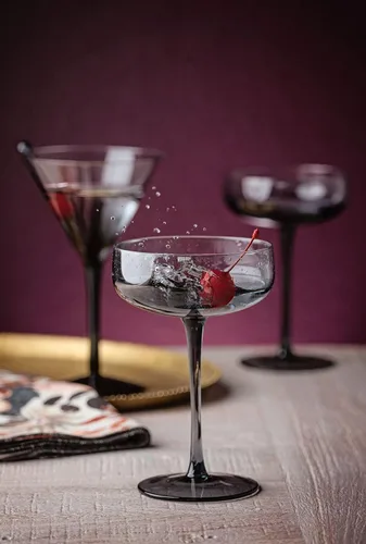 Vista 5 de Karma Mid Century Champagne Coupe, juego de cuatro unidades, brillo transparente