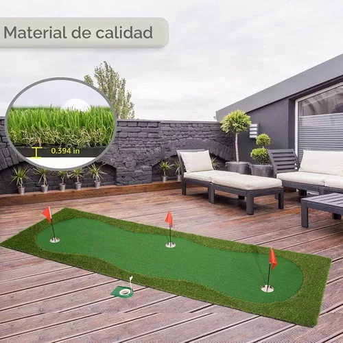 Vista 6 de Chriiena Alfombrilla de Golf para Practica, Alfombrilla de Golf Verde Grande, Alfombrilla Profesional de Entrenamiento de Golf