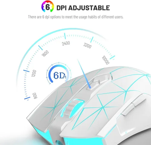 Vista 4 de AJ52PRO Ratón inalámbrico con cable Bluetooth para juegos con retroiluminación LED RGB ajustable 10000DPI ergonómico 7 botones programables