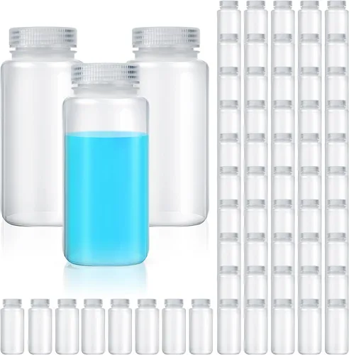 Vista 31 de Tatuo 6 piezas 30 ml 1 oz botellas de reactivo de polipropileno de plástico con tapas de rosca, envases de muestra transparentes de PP con tapa