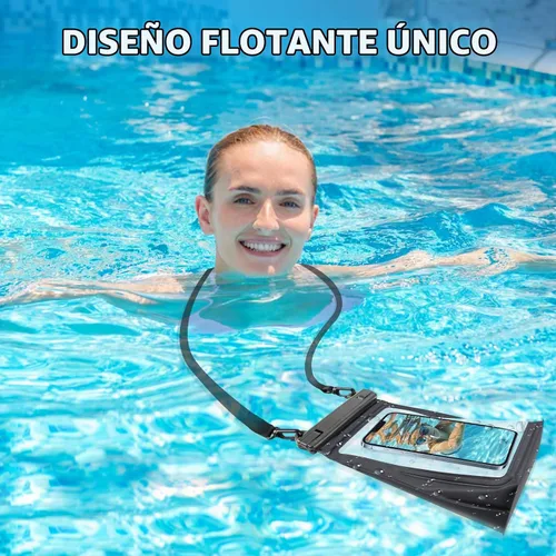 Vista 6 de Bolsa grande impermeable flotante para teléfono [con tira de sellado], bolsa seca para teléfono celular para iPhone 16 15 14 13 12 Pro Max Galaxy