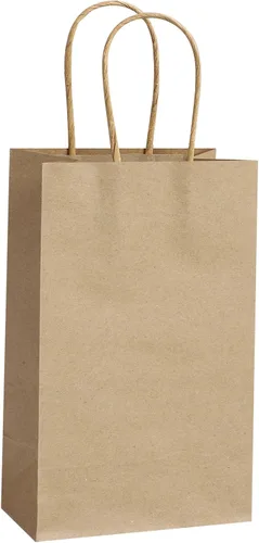 Vista 10 de REMTAP Bolsas de papel de regalo de 5.9 x 3.2 x 8.2 pulgadas, 50 bolsas de papel kraft con asas, bolsas de regalo a granel para bodas, fiestas