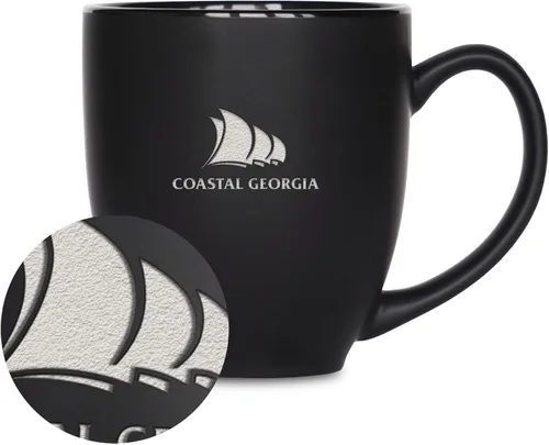 Vista 137 de Rico Industries - Taza de cerámica mate negra con grabado láser estándar de 15oz para NCAA (escuelas T & U) - Para bebidas calientes o frías