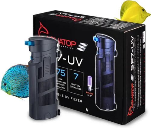 Vista 9 de Aquatop Filtro nano sumergible de 5 W, para 10-30 galones, caudal de 66 GPH, para agua cristalina, ideal para uso en agua dulce y salada, SPNANO-UV