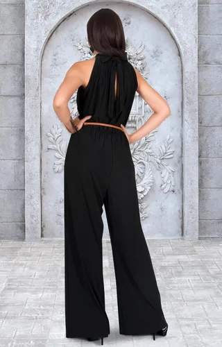 Vista 5 de KOH KOH Overol sexy sin mangas de pierna ancha para mujer, overol de cóctel