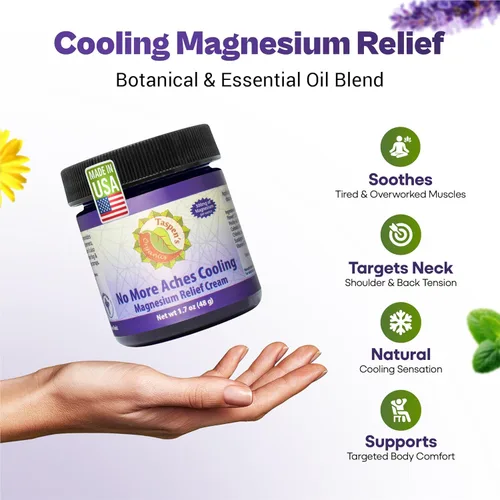Vista 2 de Taspen's Organics Magnesium No More Aches Cooling Cream – Crema tópica de magnesio para alivio muscular, dolores musculares y recuperación después