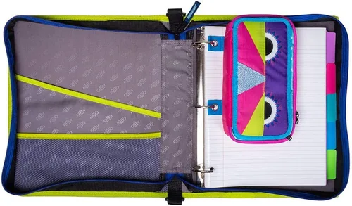 Vista 4 de Case-it PLP-120-ME Monster Eye Zipper Pencil Case with External Organizer and Grommets, 2 x 4 x 8.3 Inches, Red
