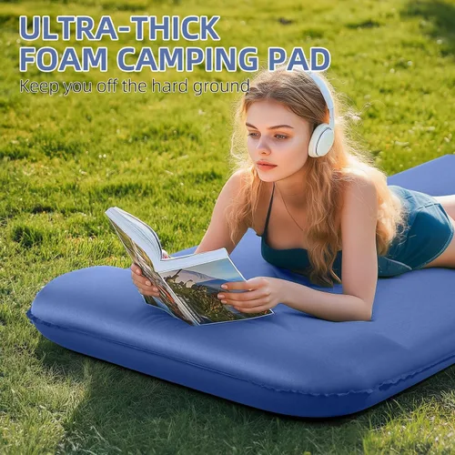 Vista 2 de Wevelel Memory Sleeping Pad, 3.1" Ultra-Thick Foam Sleeping Mats for Camping, Easy Inflate&Deflate,9.5 R-Value Insulated Camping Mattress Pad with