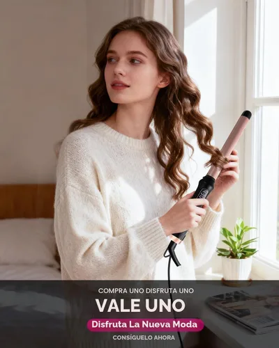 Vista 5 de Rizador de 1 pulgada, rizador profesional para cabello largo, sin abrazadera para un peinado rápido.