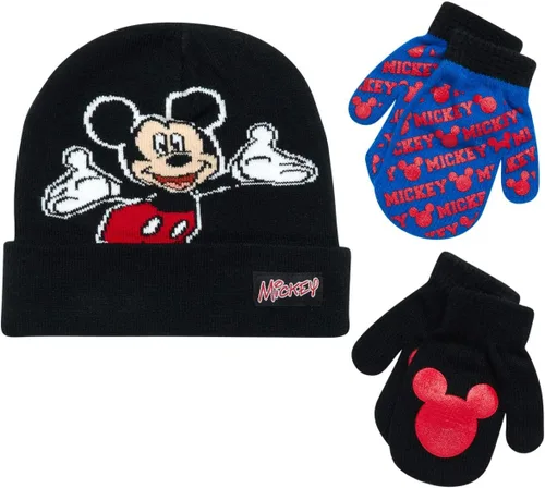 Vista 13 de Disney Conjunto de gorro de invierno de Mickey Mouse y 2 pares de guantes o guantes (edad 2-7)