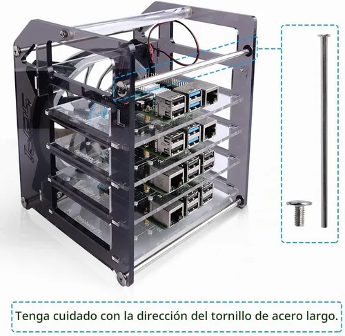 Vista 3 de GeeekPi Carcasa apilable para Raspberry Pi, Pi con ventilador de refrigeración 4.724 in RGB LED 5V ventilador para Raspberry Pi 4B/3B+/3B/2B/B+
