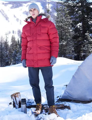 Vista 2 de Abrigo largo de invierno para hombre, con capucha, forro polar cálido y resistente al agua
