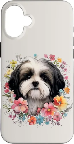 Vista 23 de Shih Tzu Mom Floral Dog Lover Vintage Flowers Cute Case for iPhone 17