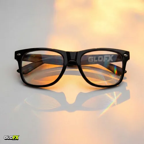 Vista 8 de Gafas de difracción definitivas - Efecto de corazón 3D arcoíris - Gran accesorio para EDM, conciertos y raves Negro