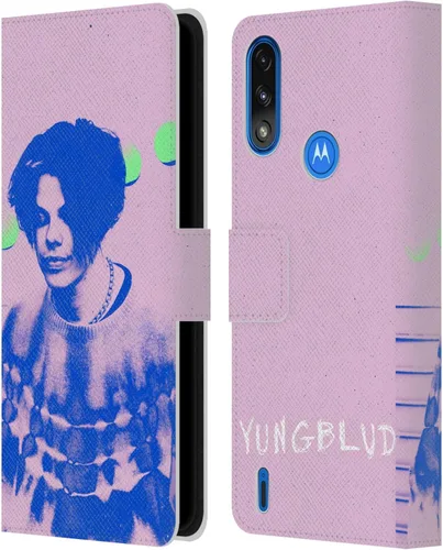 Vista 8 de Head Case Designs Officially Licensed Yungblud Face Graphics Leather Book Wallet Case Cover Compatible with Moto E7 Power/Moto E7i Power