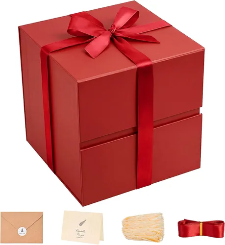 Vista 76 de LIFELUM Square Gift Box with Magnetic Lid, Card, Sticker, Ribbon, Shredded Paper Filler for Business, Wedding, Birthdays
