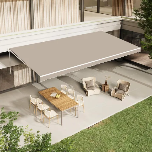 Vista 9 de AECOJOY Toldo Retráctil para Patio de 8.2'×6.5' Sombra Solar Cubierta de Toldo Dosel para Patio Exterior Sunsetter Toldos de Terraza con Manivela
