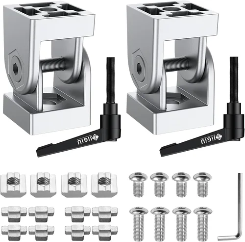 Vista 10 de JiGiU Juego de conectores de perfil de aluminio 3030 de 4 piezas – Conector de tuerca de 8 ángulos con abrazadera de palanca – Junta de marco