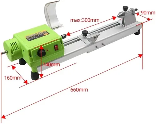 Vista 4 de Mini torno de madera Benchtop MICRO Torno de torneado de madera Grinding Pulido Perlas Taladro Rotary Tool Set Velocidad Variable (Estándar)