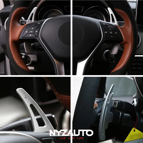 Vista 3 de Extensión de aleación de aluminio para aletas de cambio de marchas, compatible con Mercedes Benz A B E GLA GLK SLK M GL Class (Modelo A-Plata)