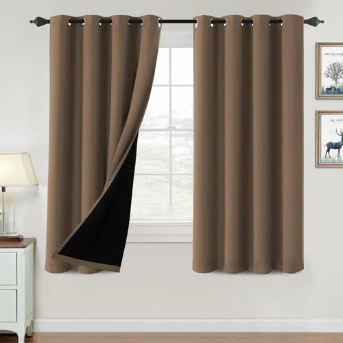 Vista 145 de H.VERSAILTEX Cortinas 100% de opacidad para dormitorio, con aislamiento térmico, cortinas opacas de 63 pulgadas de largo, cortinas de bloqueo