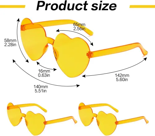 Vista 58 de Lentes de sol con forma de corazón, 2 pares de lentes de sol en forma de corazón, gafas de sol rave para mujeres, regalos de fiesta