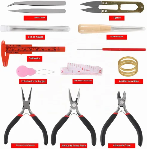 Vista 2 de D-FLIFE Kit de herramientas de fabricación de joyas de 19 piezas con estuche de almacenamiento con cremallera para manualidades de joyas