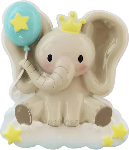 Vista 3 de Adorno colgante de árbol de Navidad personalizado para niño y bebé, elefante azul, elefante azul, primer adorno personalizado para amantes