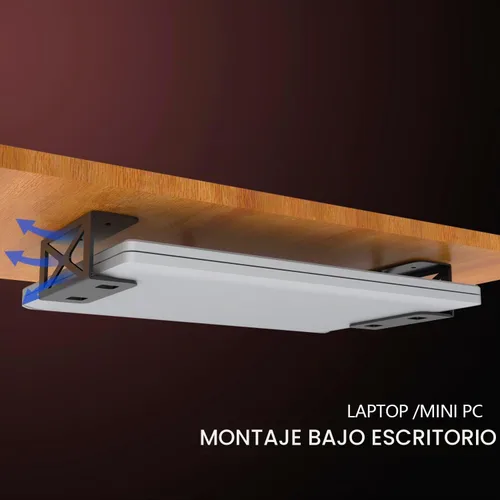 Vista 7 de Soporte de almacenamiento bajo escritorio para computadora portátil/mini PC, soporte para CPU, compatible con Dell OptiPlex, Mac Book, Mac mini