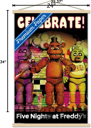 Vista 6 de Trends International Five Nights at Freddy's - Póster de pared de celebración, 22.375 x 34 pulgadas, paquete de impresión premium y colgador