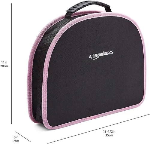 Vista 13 de Amazon Basics Juego de herramientas con bolsa redonda de fácil transporte, 104 piezas, rosa, 14.4 x 11.4 x 3 pulgadas
