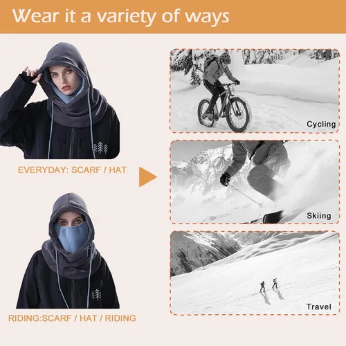 Vista 4 de Imilan Balaclava Cold Weather Windproof Face Mask Warm Fleece Ski Mask for Men and Women Motorcycle Bike Cycling Neck Warmer