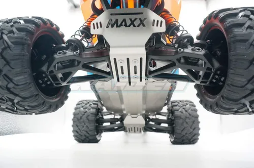 Vista 7 de V1 Versión Antigua Maxx Steel Chasis Protector Protector Armadura Delantera Centro Trasera Placa De Deslizamiento Para Traxxas V1 1/10 MAXX - Hueco