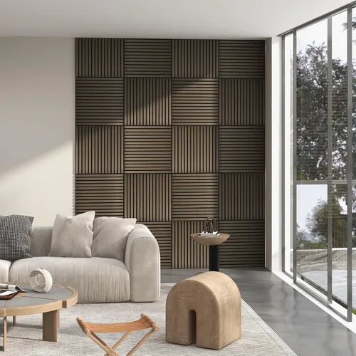 Vista 10 de HOMCOM Paneles acústicos 3D de madera insonorizados, paquete de 4 paneles