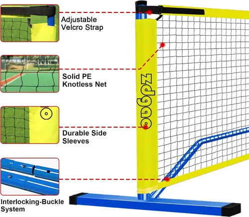 Vista 2 de Zdgao Portable Pickleball Net Set, 22FT Regularion Size Pickle Ball Net with Paddles Set, Outdoor Pickleballs and Carry Bag, Easy Setup for Indoor
