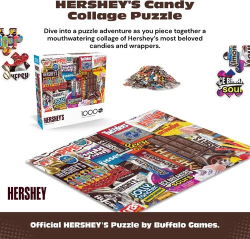 Vista 2 de Buffalo Games - Rompecabezas de 1000 piezas de Hershey's Sweet Collage para adultos, imagen de caramelo colorido hecho en Estados Unidos