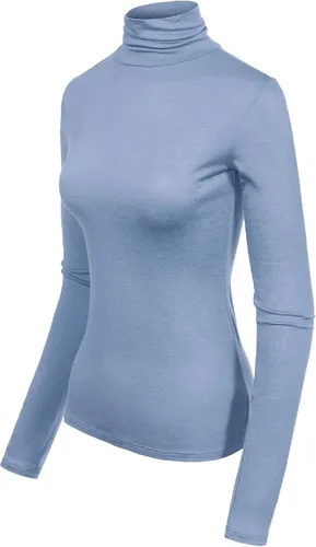 Vista 2 de MixMatchy Camisetas de manga larga delgadas y ligeras para mujer, cuello alto, capa base, camisetas activas