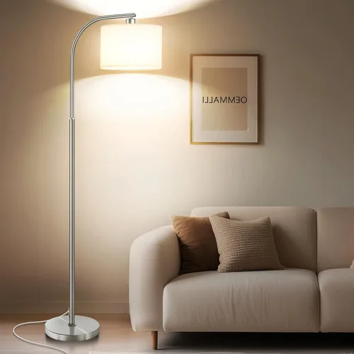 Vista 6 de Floor Lamp for Living Room,Modern Standing Lamps with 9W LED Bulb,65'' Silver Tall Floor Light with Fabric Shade,3 Color Temperatures Tall Lamp for