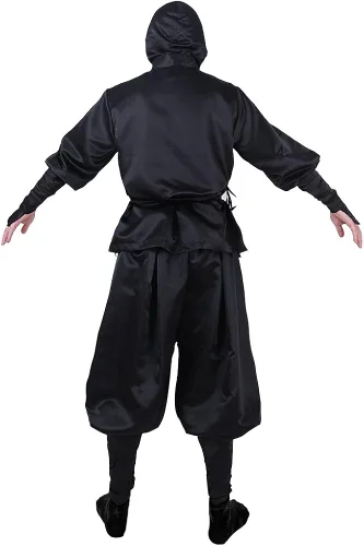 Vista 3 de Cosplayfm Disfraz de ninja negro para hombre de Halloween