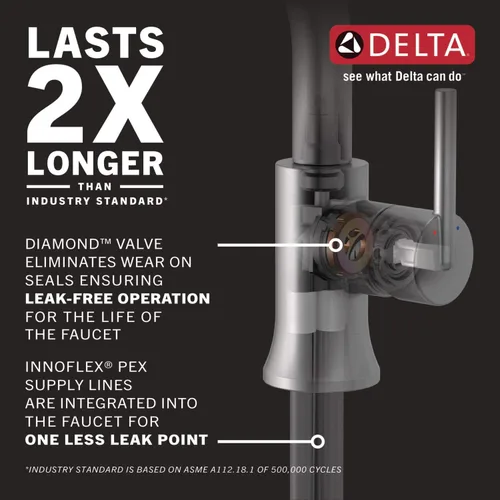 Vista 4 de Delta Faucet Trinsic - Grifo de baño de un solo agujero, grifo de baño de una sola manija, cromado, grifo de lavabo de baño, tecnología de sello