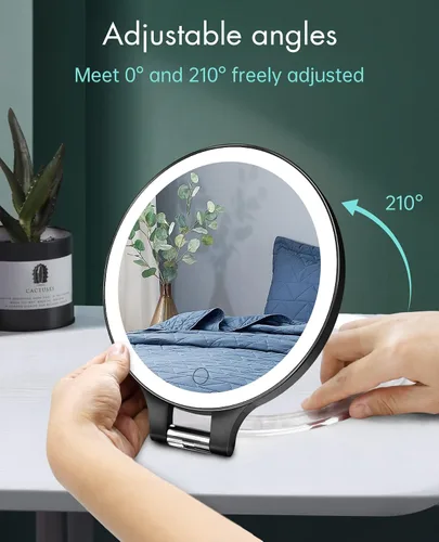 Vista 8 de FASCINATE Espejo de Aumento 10X 1X de Doble Cara con Magnificación Espejo de Tocador para Maquillaje Espejo Iluminado Recargable con 3