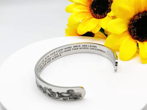 Vista 365 de Pulseras inspiradoras para mujer, joyería de acero inoxidable, con refranes, pulsera motivacional con mensaje oculto, pulseras grabadas para mejor