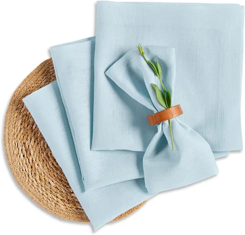 Vista 8 de Solino Home Juego de 4 manteles individuales blancos de 100 % lino puro de 14 x 14 pulgadas para invierno, San Valentín, primavera, Pascua, Fete