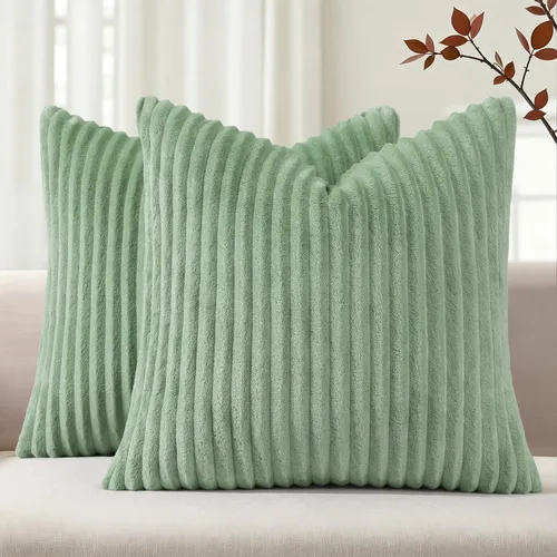 Vista 27 de Simmore Juego de 2 fundas de almohada decorativas de verano de 16 x 16 pulgadas, fundas de almohada suaves de franela de felpa natural de doble cara