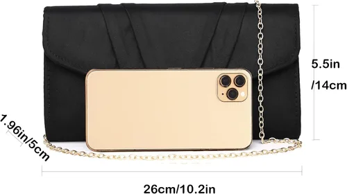 Vista 4 de MUDUO Women Faux Suede Envelope Clutch Purse Evening Handbag Foldover Shoulder Crossbody Bag