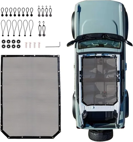 Vista 12 de Parasol Compatible con Ford Bronco Nuevo 2021 2022 2023 2024 2025 de 2 Puertas, Parasol Bikini Top para Techo Bimini, Red de Malla Suave, Accesorios