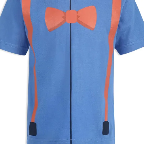 Vista 4 de Blippi Conjunto de camiseta y pantalones cortos para niños pequeños y pequeños, azulgris