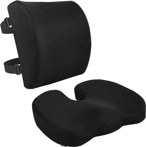 Vista 12 de Amazon Basics Cómodo cojín de asiento y soporte lumbar para sillas de oficina, espuma viscoelástica mejorada de gel, paquete de 2, rectangular