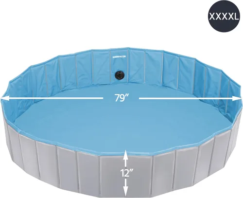 Vista 4 de Yaheetech Piscina plegable para perros de plástico duro, piscina portátil para mascotas, piscina para perros pequeños, medianos y grandes, 79 x 12